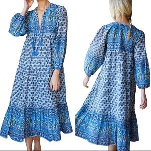Emerson Fry India Collection Blue Print Heirloom Dress - Small